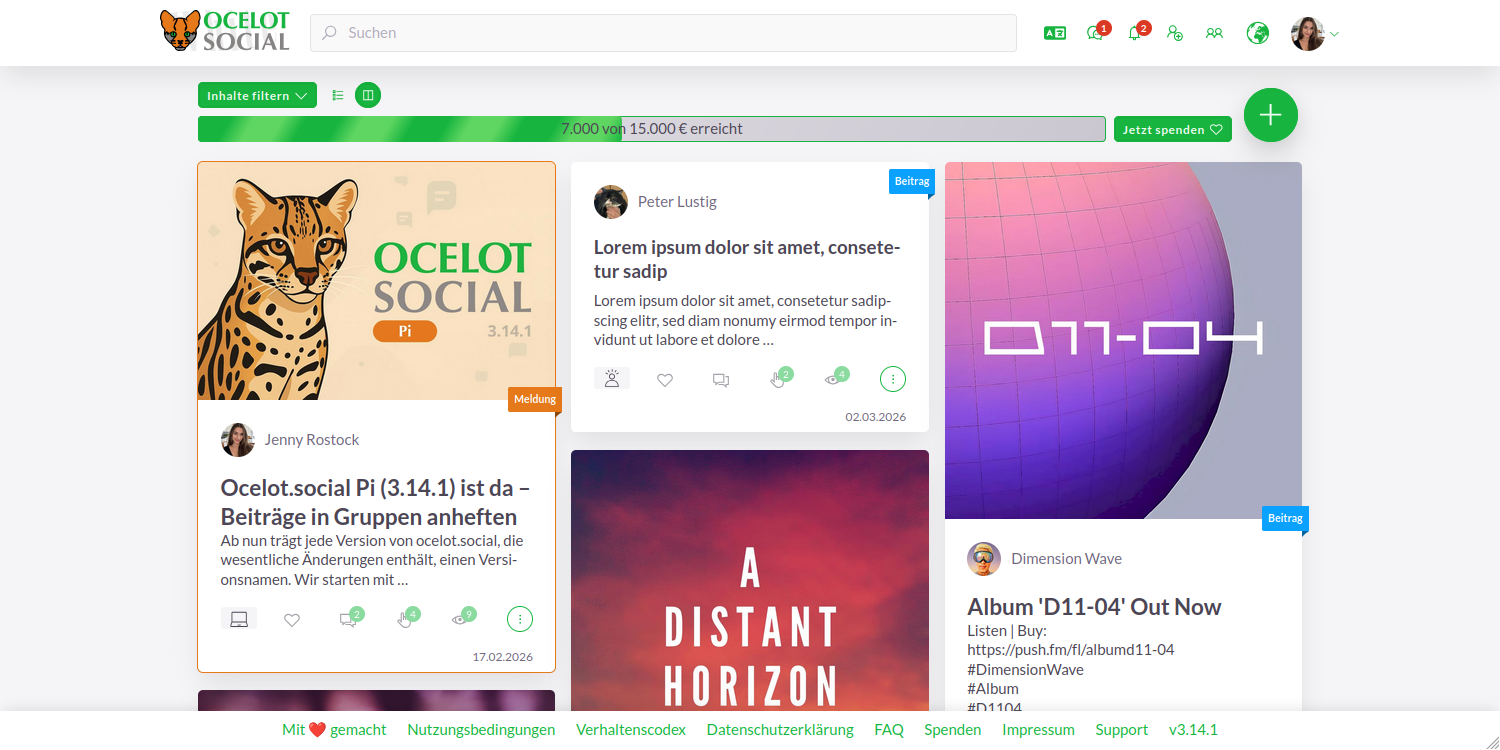 Vista general de publicaciones (feed de noticias)