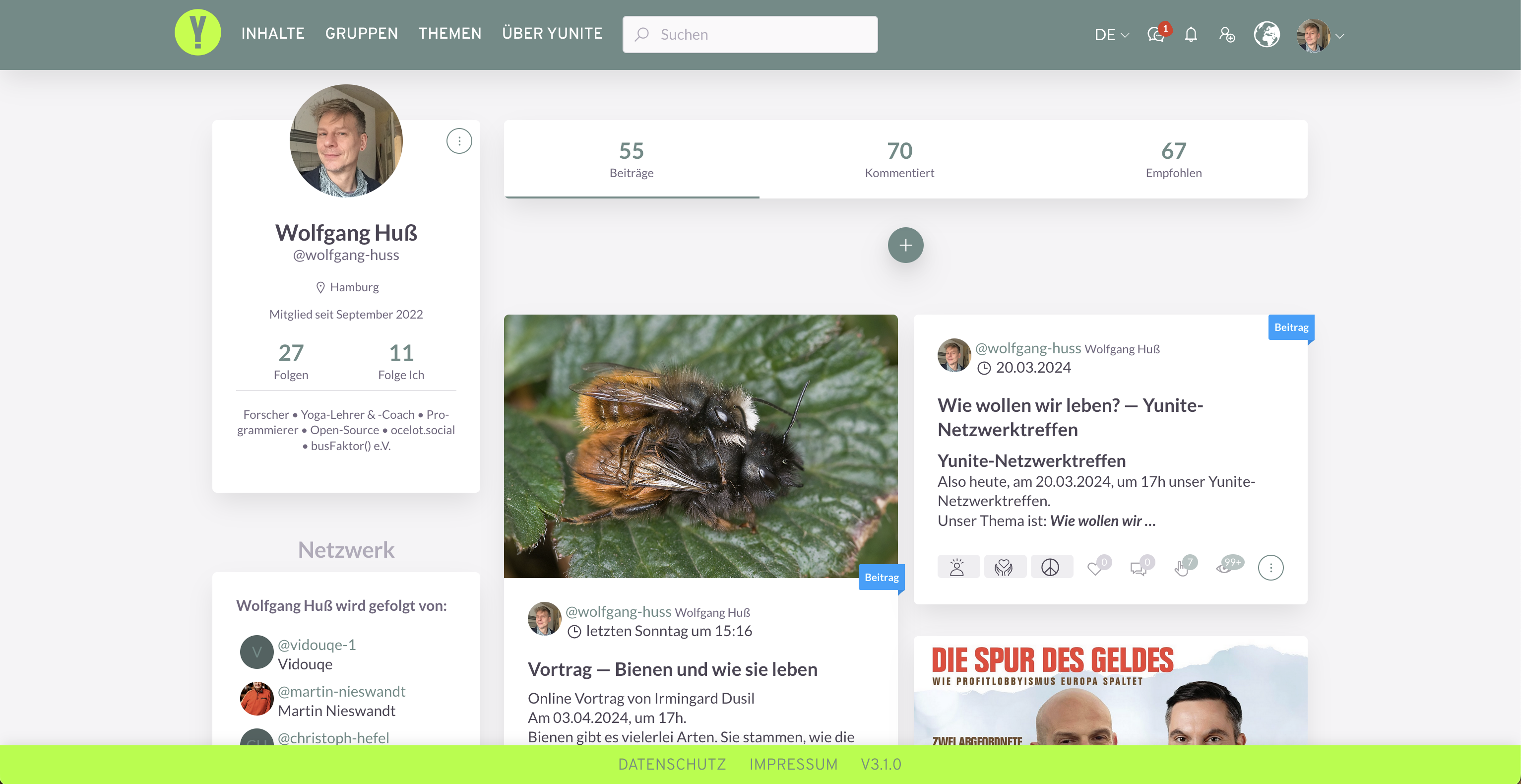 Profil de l’utilisateur