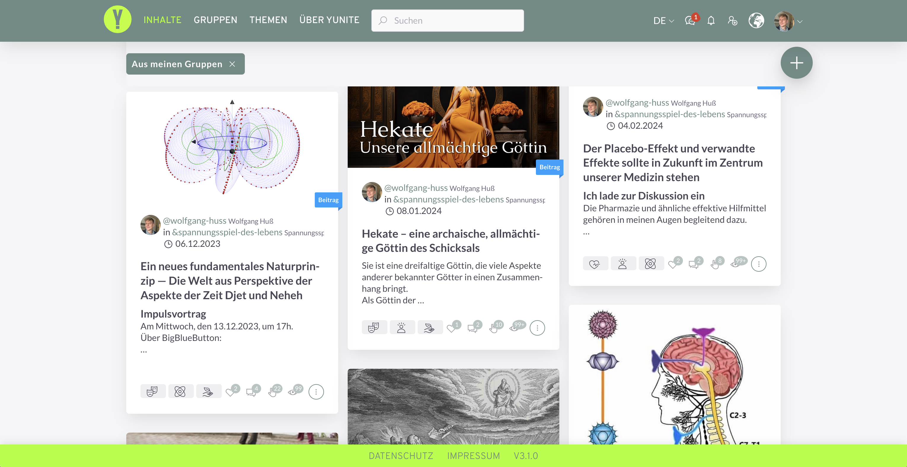Aperçu des contributions (newsfeed)