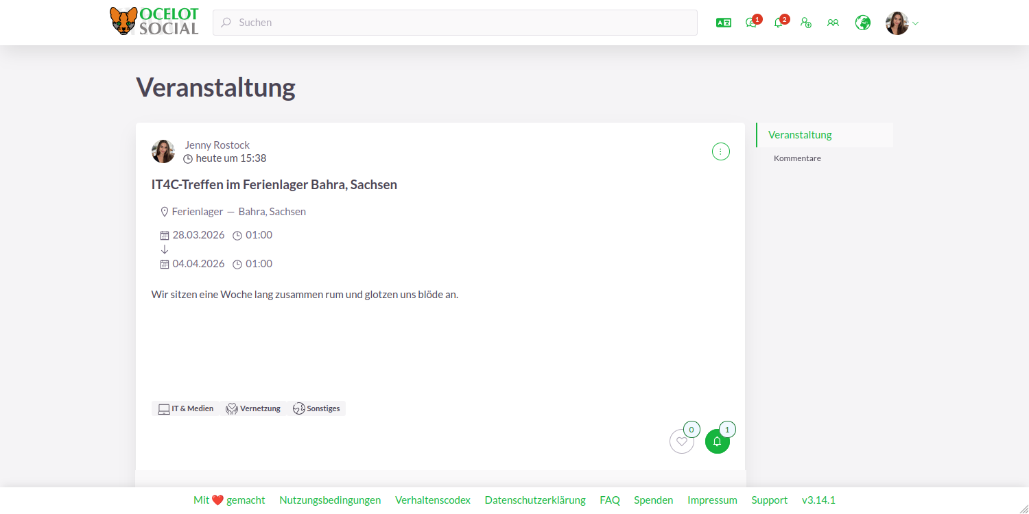 Einzelne Veranstaltung
