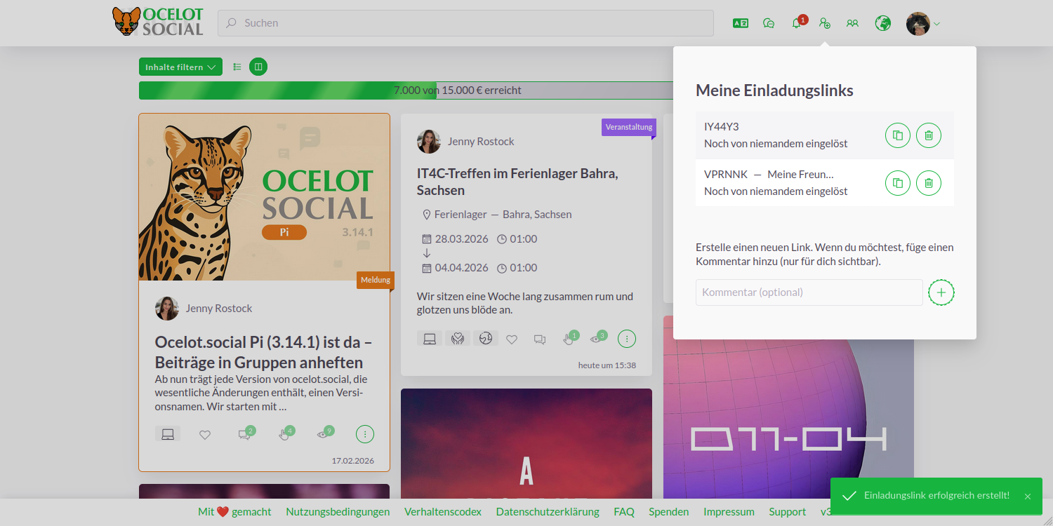 Invitations (network, groups)