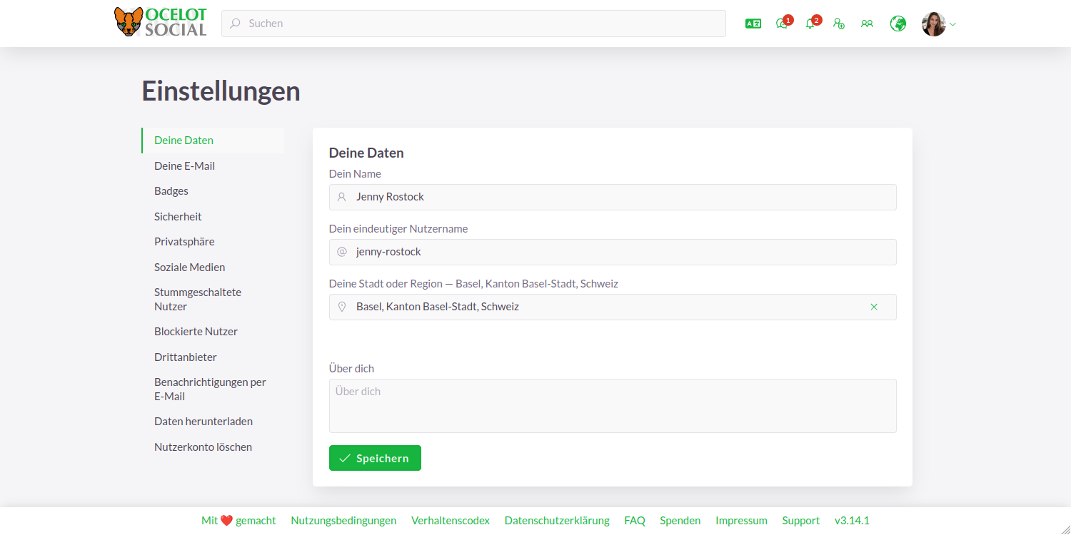 User account settings