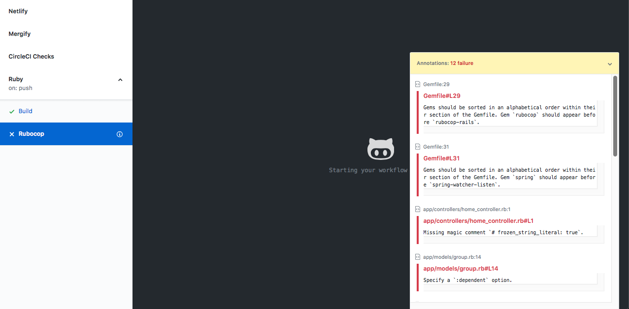 example GitHub Action UI